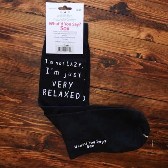 Foozys Graphic Quote Fun Socks Not Lazy Just Very Relaxed Unisex One Size - Picture 2 of 3
